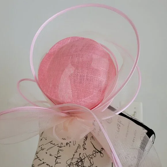 Paris Pink Organza Hat – Elegant Hand-Made Large Brim  display picture 2